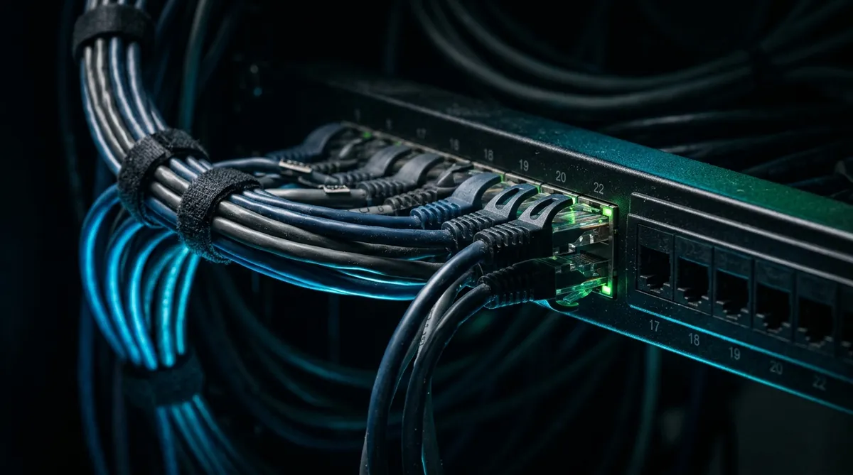 Dressed network cable bundle terminating into a patch panel