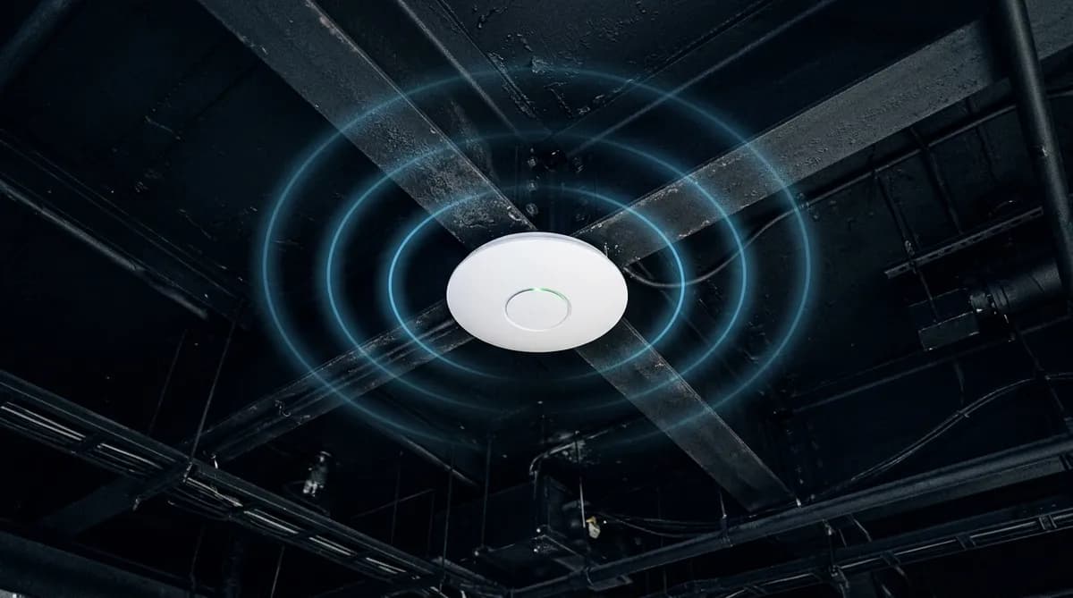 Wireless access point mounted on an exposed ceiling